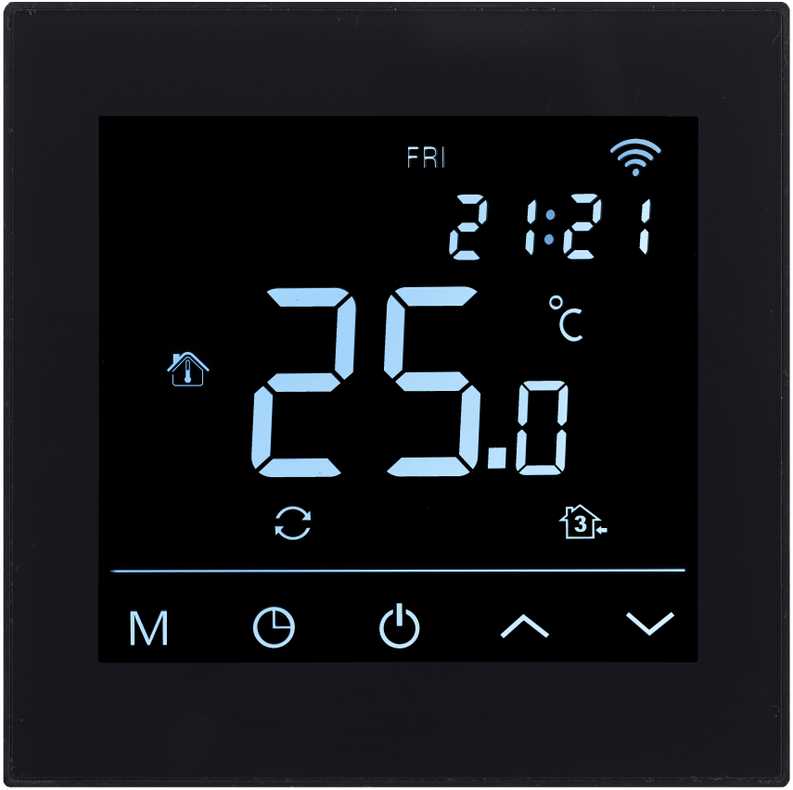 Termostatas HEATCOM HC91 Wi-Fi, juodas