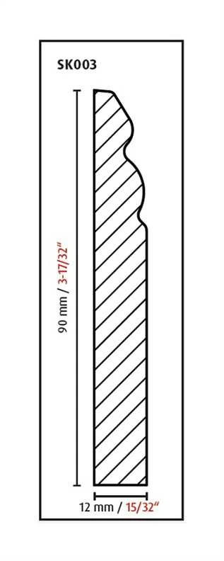 Kita Nežinomas Lanksti dažomoji grindjuostė SK003 713460, 2400 x 90 x 12 mm