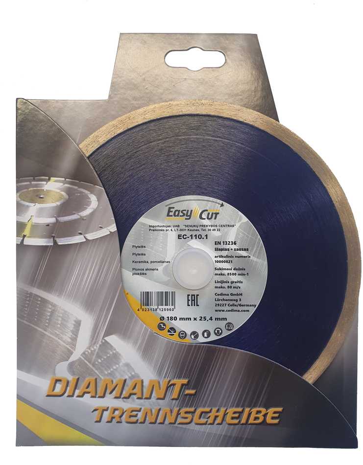 Pjovimo diskas Cedima EC-110.1, 180 mm x 25.4 mm x 1.6 mm