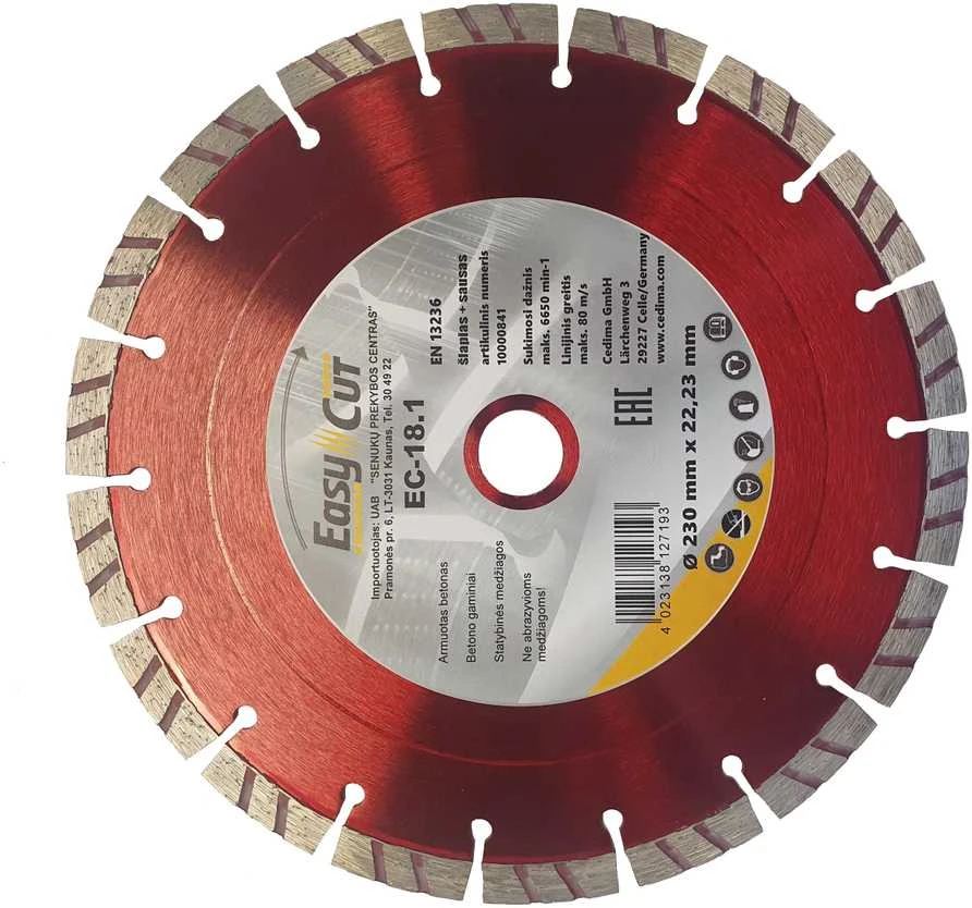 Deimantinis pjovimo diskas Cedima EC-18 115x22,23x1,9mm