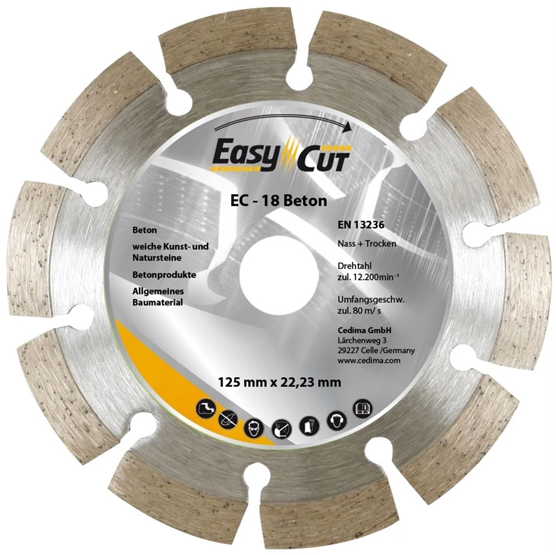 Pjovimo diskas Cedima EC-18.1, 125 mm x 22.23 mm x 1.9 mm