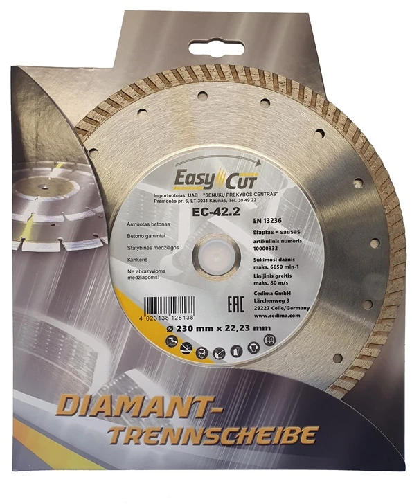 Pjovimo diskas Cedima EC-42.2 TURBO, 230 mm x 22.23 mm x 2.6 mm