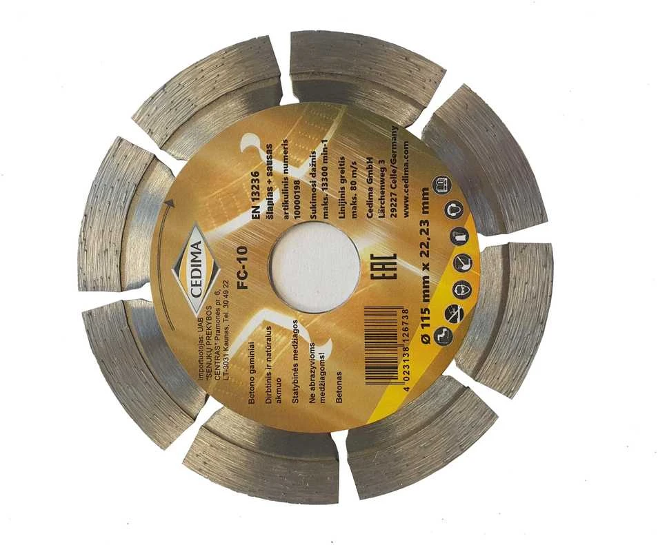 Deimantinis pjovimo diskas Cedima 115×22,23×1.6/1.9mm FC-10