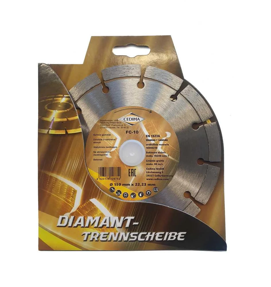 Pjovimo diskas Cedima FC-10, 150 mm x 22.23 mm x 2 mm