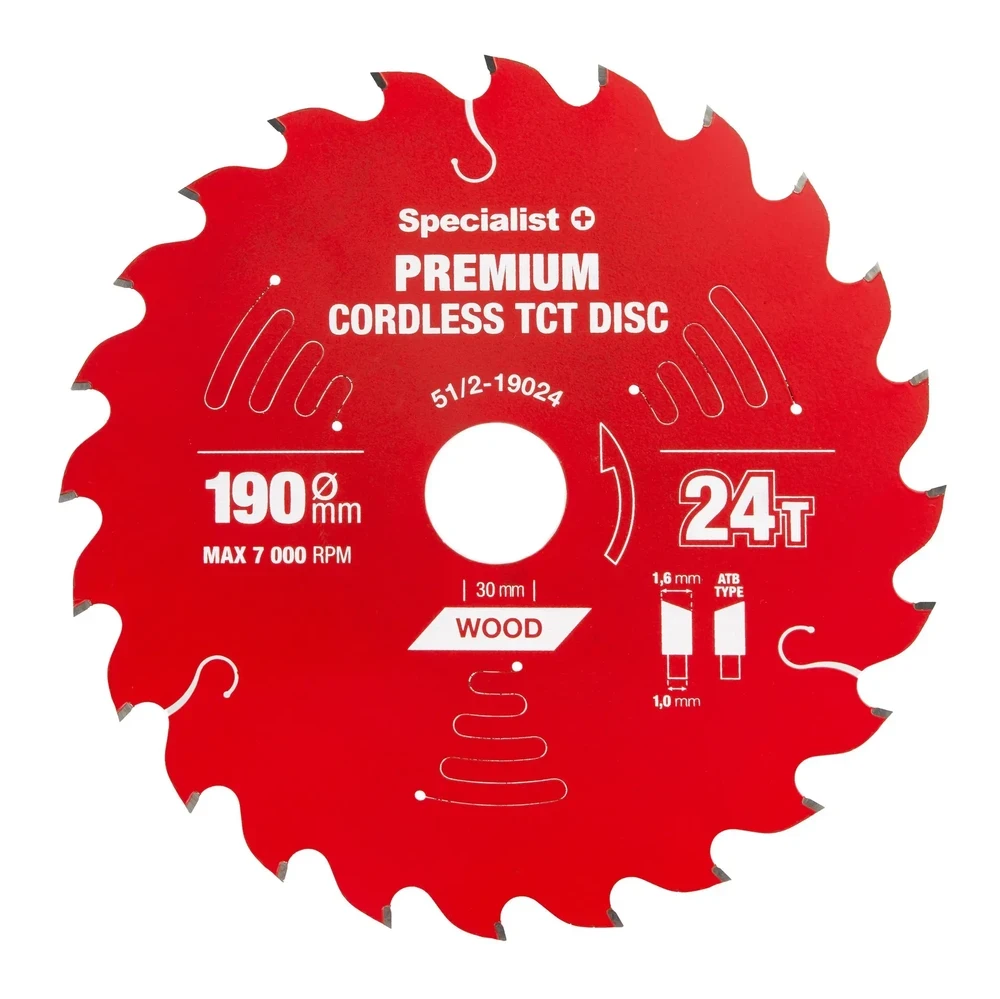 Pjovimo diskas 190x24Tx30mm, Cordless PREMIUM, SPECIALIST+