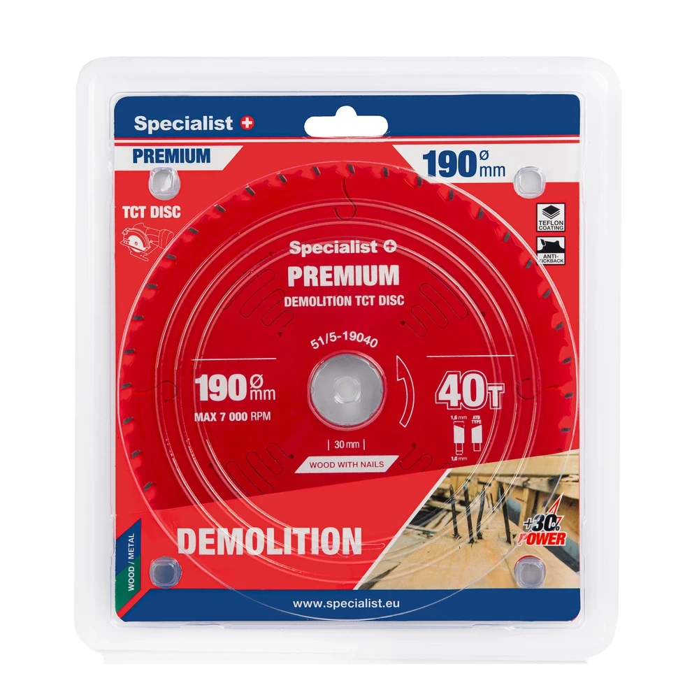Pjovimo diskas Specialist+ LTCW1904030-T; 190x30x1,0 mm; Z40; 18°