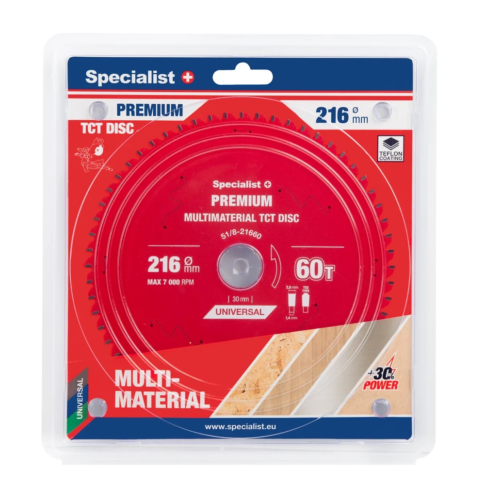 Pjovimo diskas Specialist+ LMM2166030-T; 216x30x1,4 mm; Z60; 0°