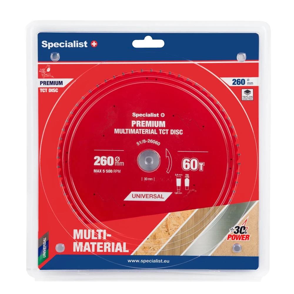 Pjovimo diskas Specialist+ LMM2606030-T; 260x30x1,6 mm; Z60; 0°