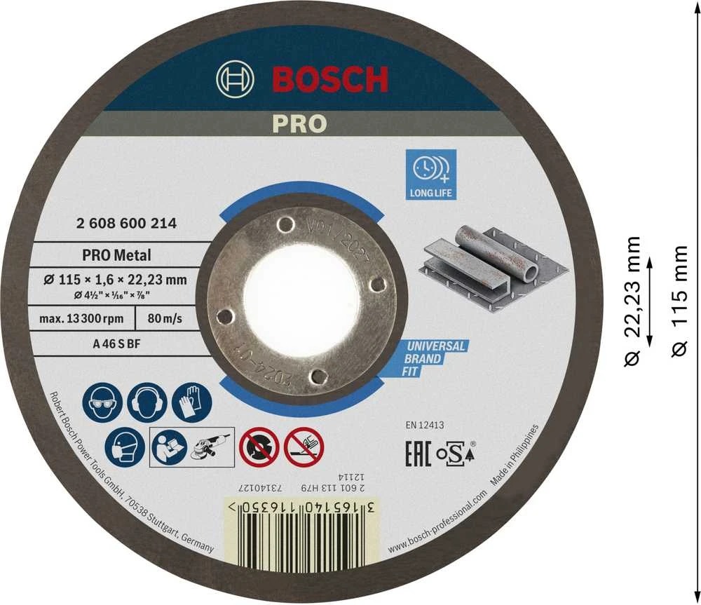 Bosch Pjov.diskas metalui 115x22x1,6 mm