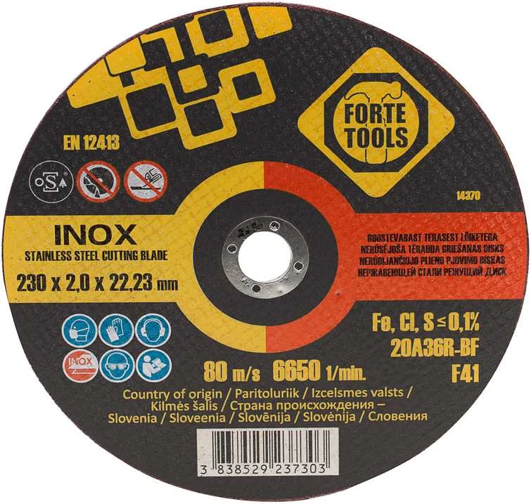 Forte_Tools Metalo pjovimo diskas FORTE TOOLS, 230X2X22,23 mm, INNOX