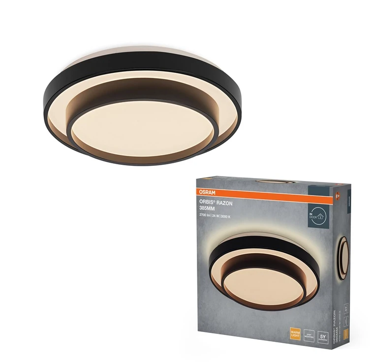 Lubinis šviestuvas Osram ceiling light. LED. 24W. 3000K. 1450lm. Ø385. juodas