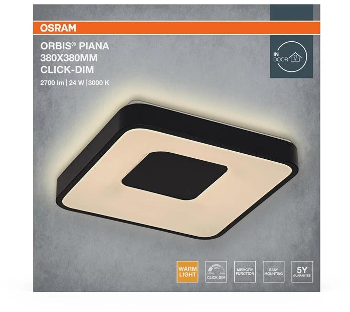 Lubinis šviestuvas Osram LED Ceiling Light. 24W. 3000K. 1450lm. Ø380. juodas