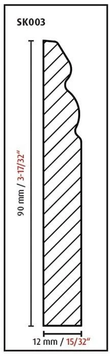 Grindjuostė SK003 713460, 240 cm x 9 cm x 1.2 cm x 9 cm, balta