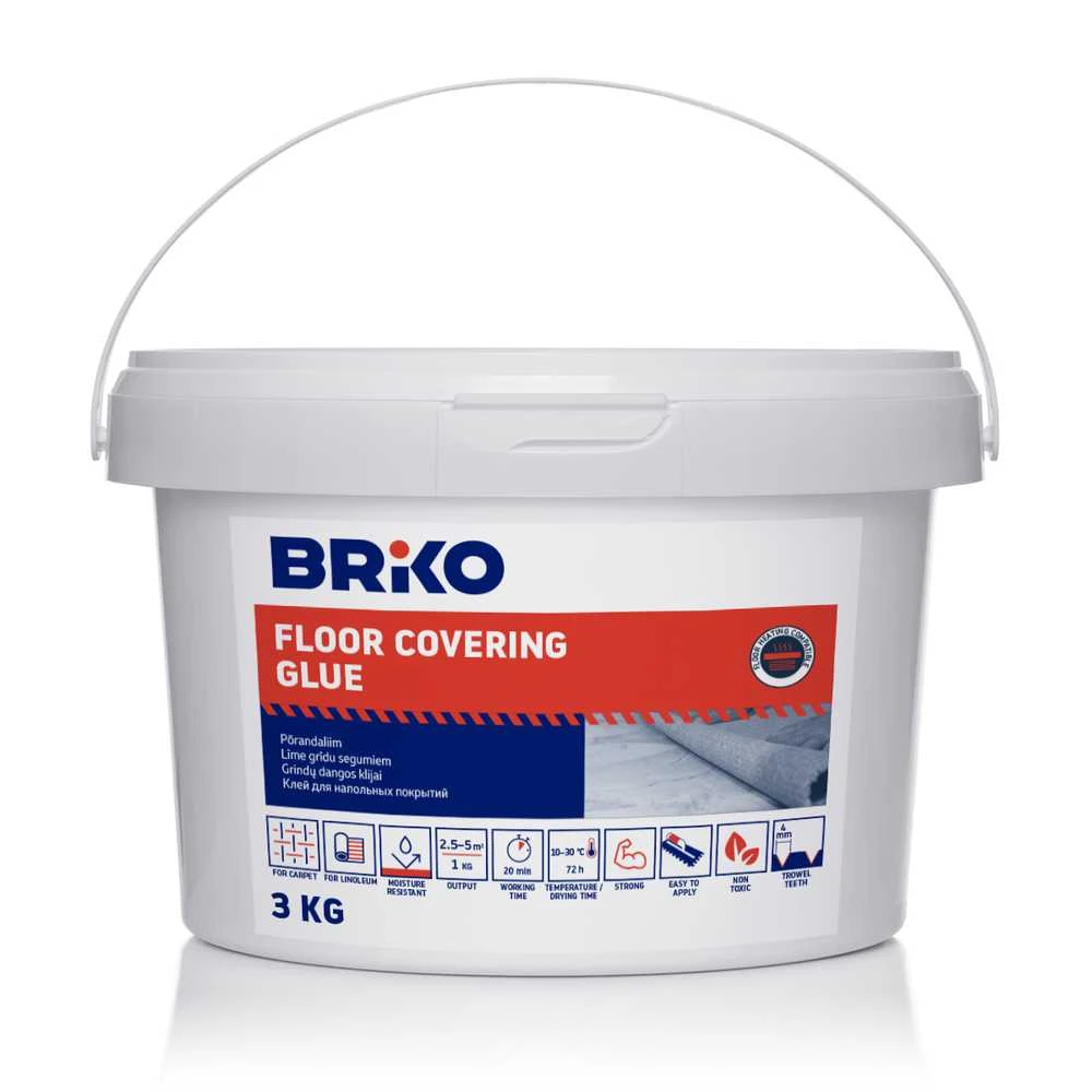 Grindų klijai Briko Cover-Lim, 3kg, balti.