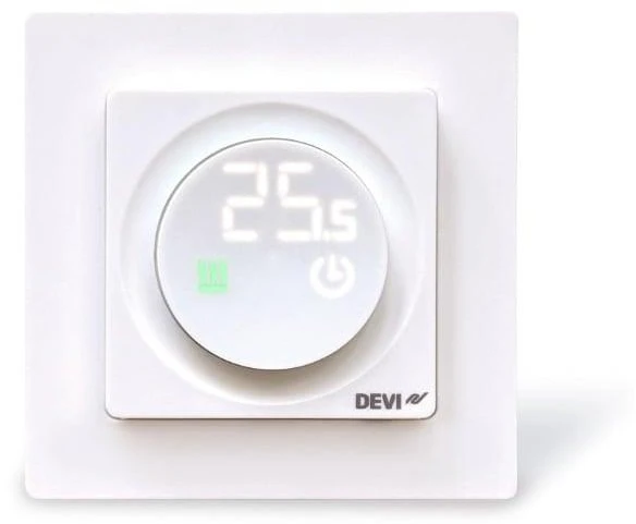 Grindų termostatas Devi 140F1162. Įleidžiamas. 9,5 cm. 4–45 °C.