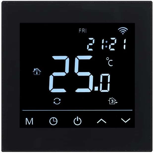 Grindų termostatas Heatcom HC91, įleidžiamas, juodas, 8,6 cm, 5–50 °C
