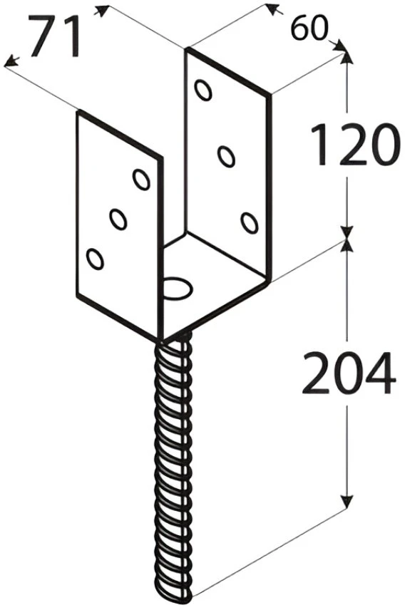 Grundline Beam shoe PS70 71x120x4mm U-shaped, built-in