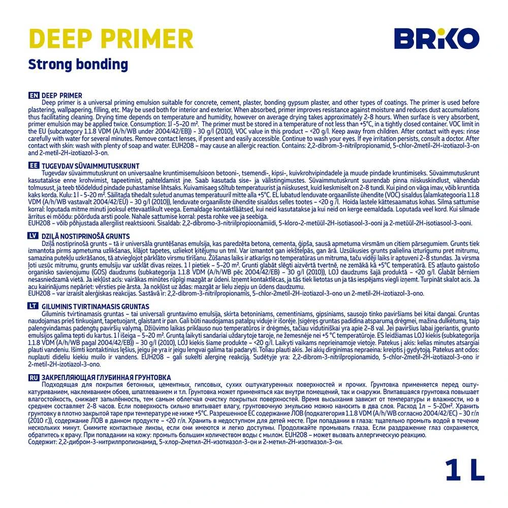 Gruntavimo gruntas Briko, baltos spalvos, 1 l
