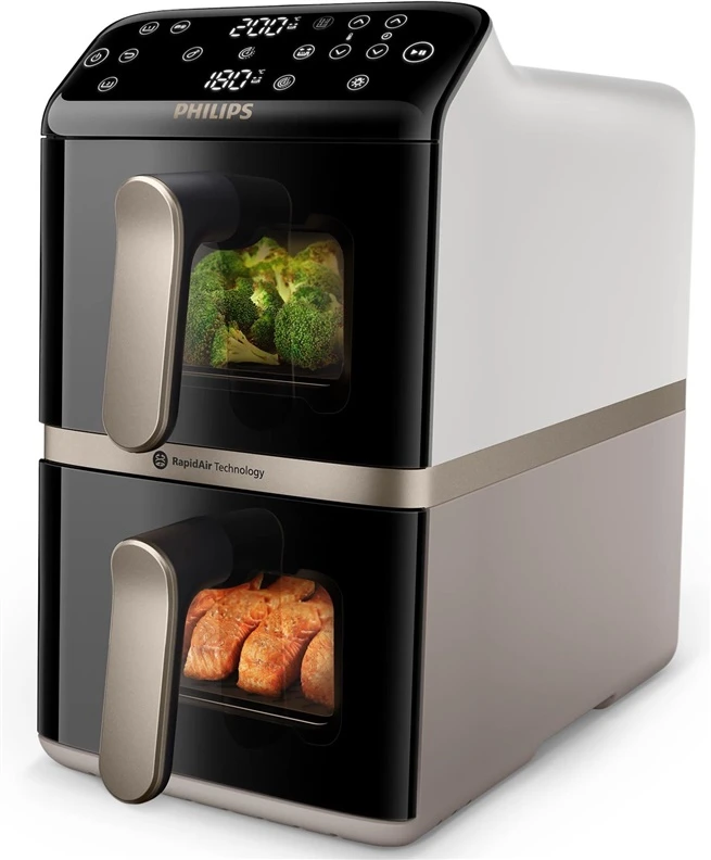 Gruzdintuvė Philips 4000 series NA462/80 fryer Double 10 L Stand-alone 2750 W Hot air fryer Juodas, Gold, Pilkas