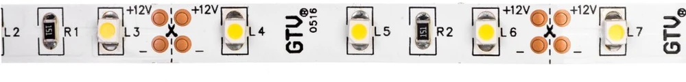 GTV Blykstės juosta 2835MW, 300 šiltų baltų LED, 3,8W/m, be gelio 8mm, 5m ritinėlis, 12V