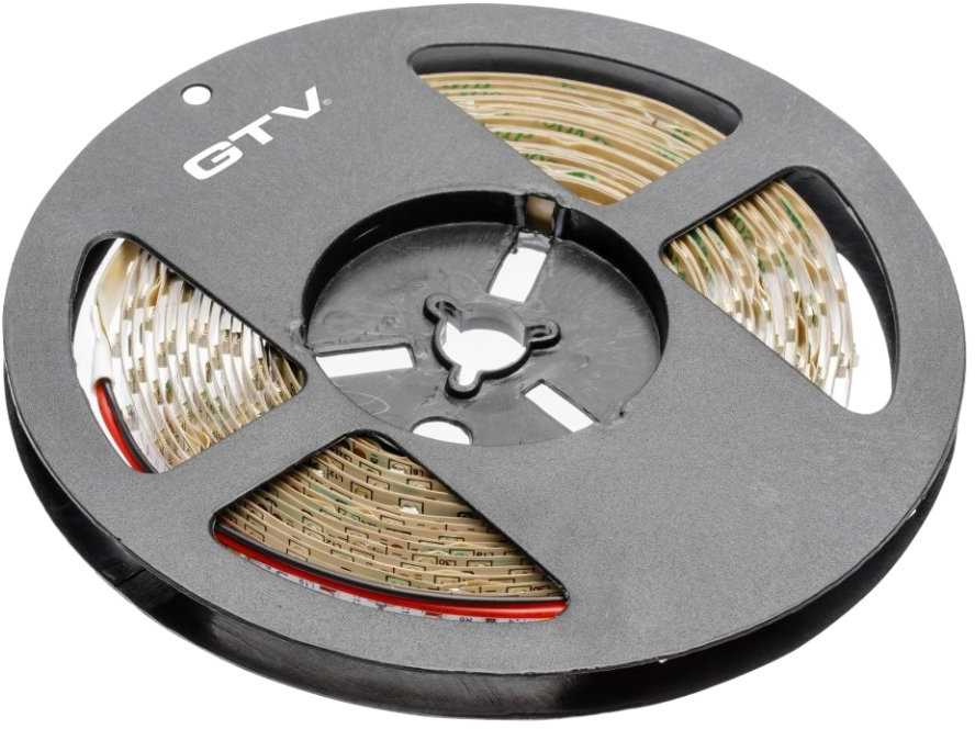 GTV Blykstės juostelė 3528, 300 LED šaltai baltos spalvos, 24W, be gelio, 8 mm, ritinys 5 m, 1