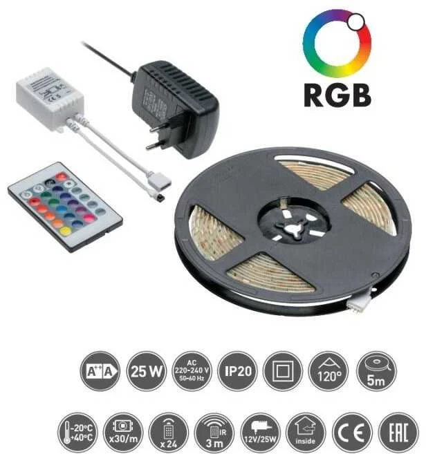 LED juostų RBG rinkinys GTV, 5 m., IP20, LD-ZL5RGB150-00