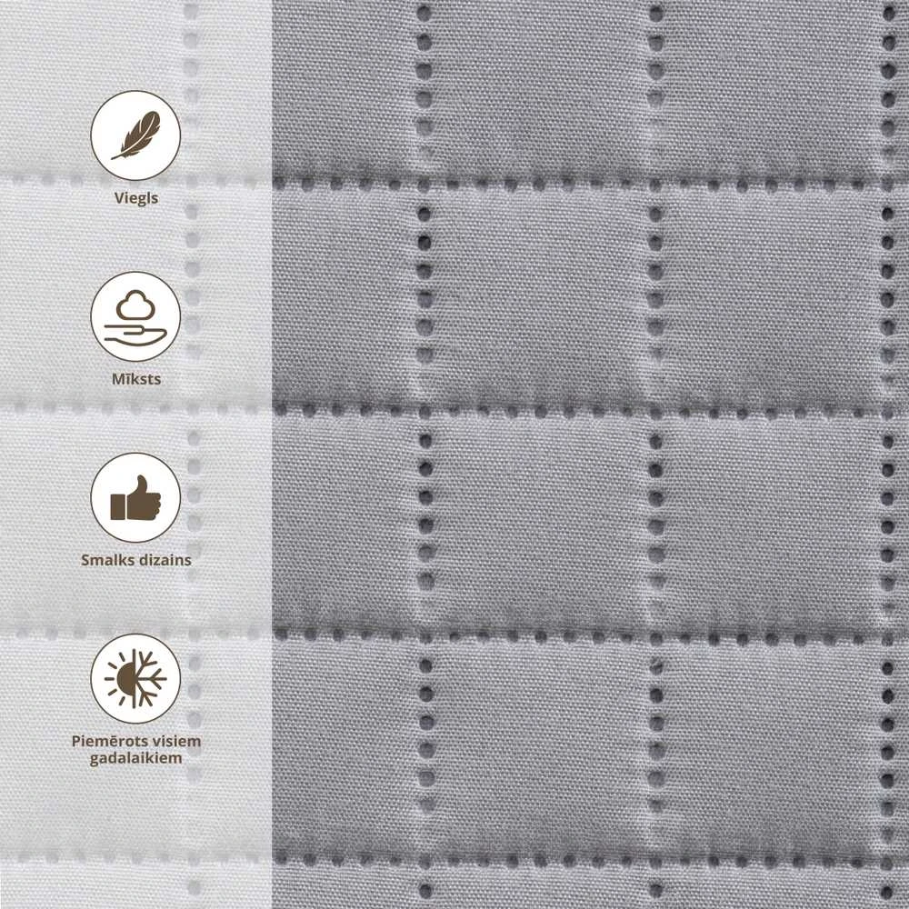 Domoletti BEDSPREAD MICRO 160X220 CM SQUARES Pilkas