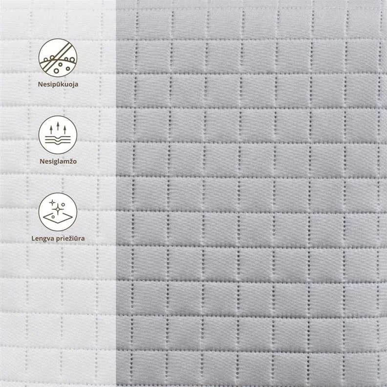 Domoletti BEDSPREAD MICRO 220X220 CM SQUARES Pilkas