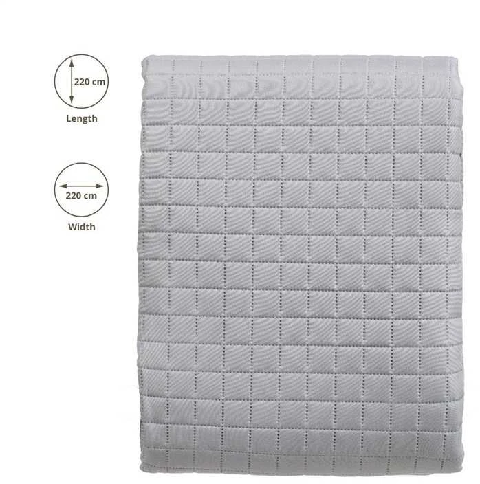 Domoletti BEDSPREAD MICRO 220X220 CM SQUARES Pilkas