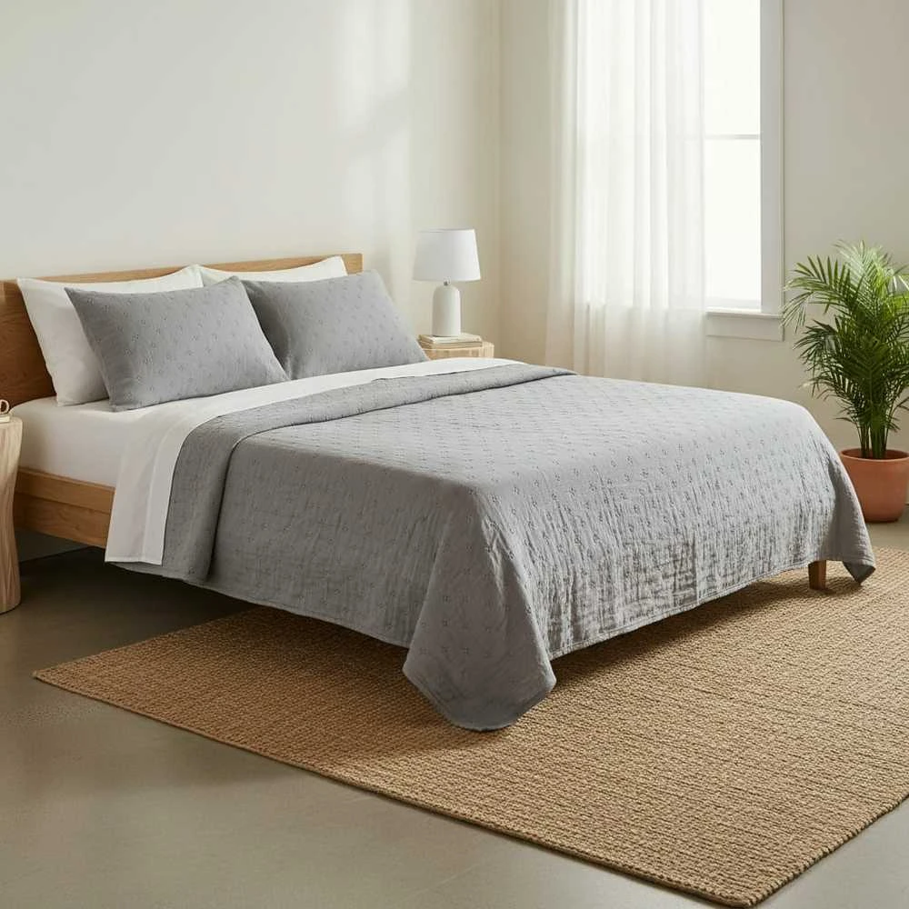 Domoletti BEDSPREAD SOLID WASHED Pilkas 220X220 CM