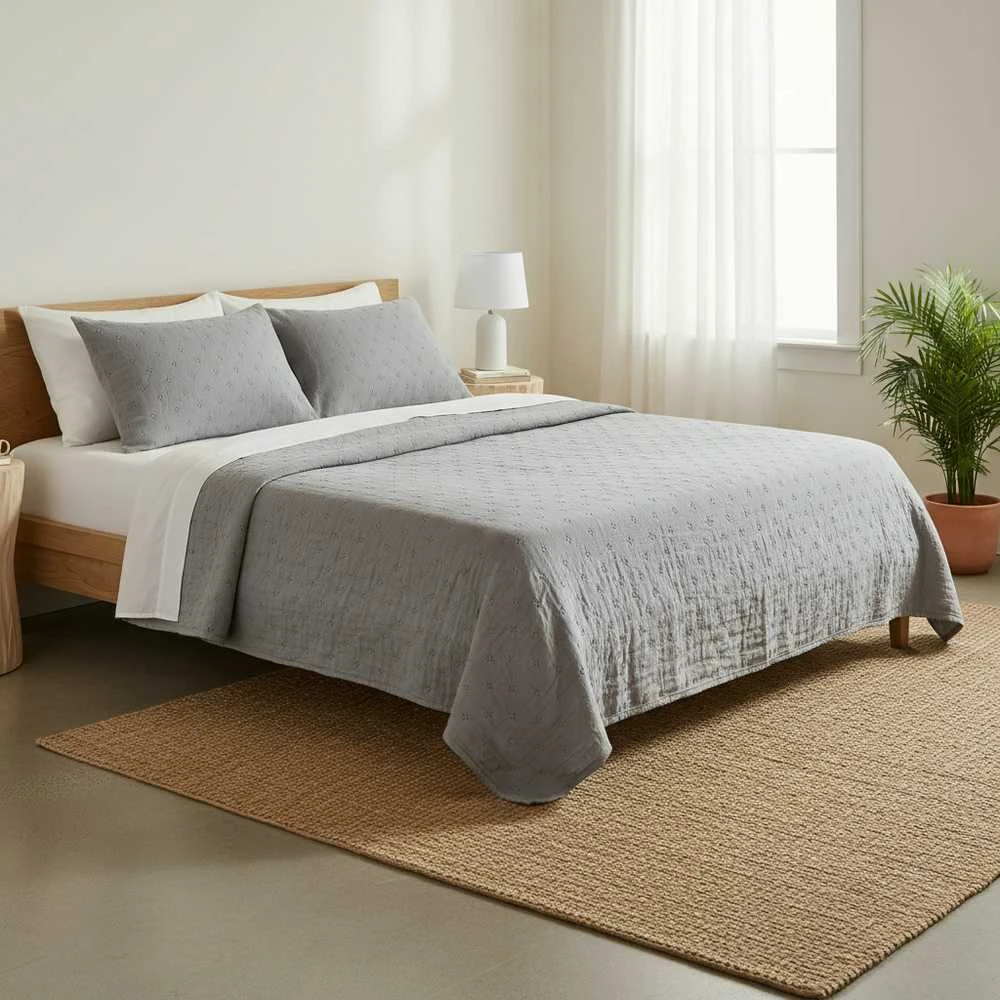 Domoletti BEDSPREAD SOLID WASHED Pilkas 160X220CM