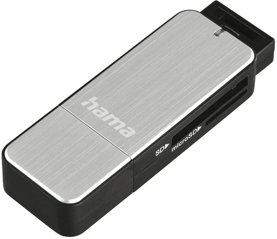 HAMA USB 3.0 Card Reader SD/Micro SD aliuminio sidabrinis