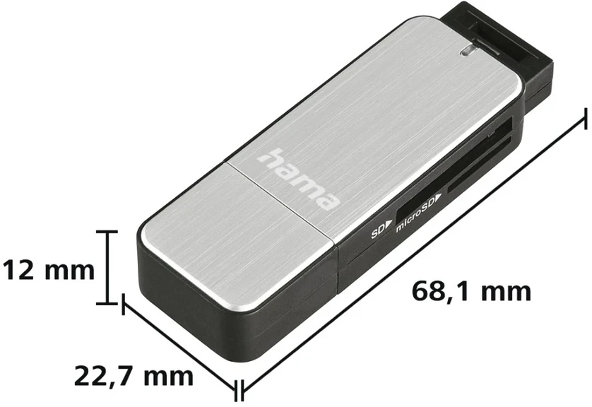 HAMA USB 3.0 Card Reader SD/Micro SD aliuminio sidabrinis