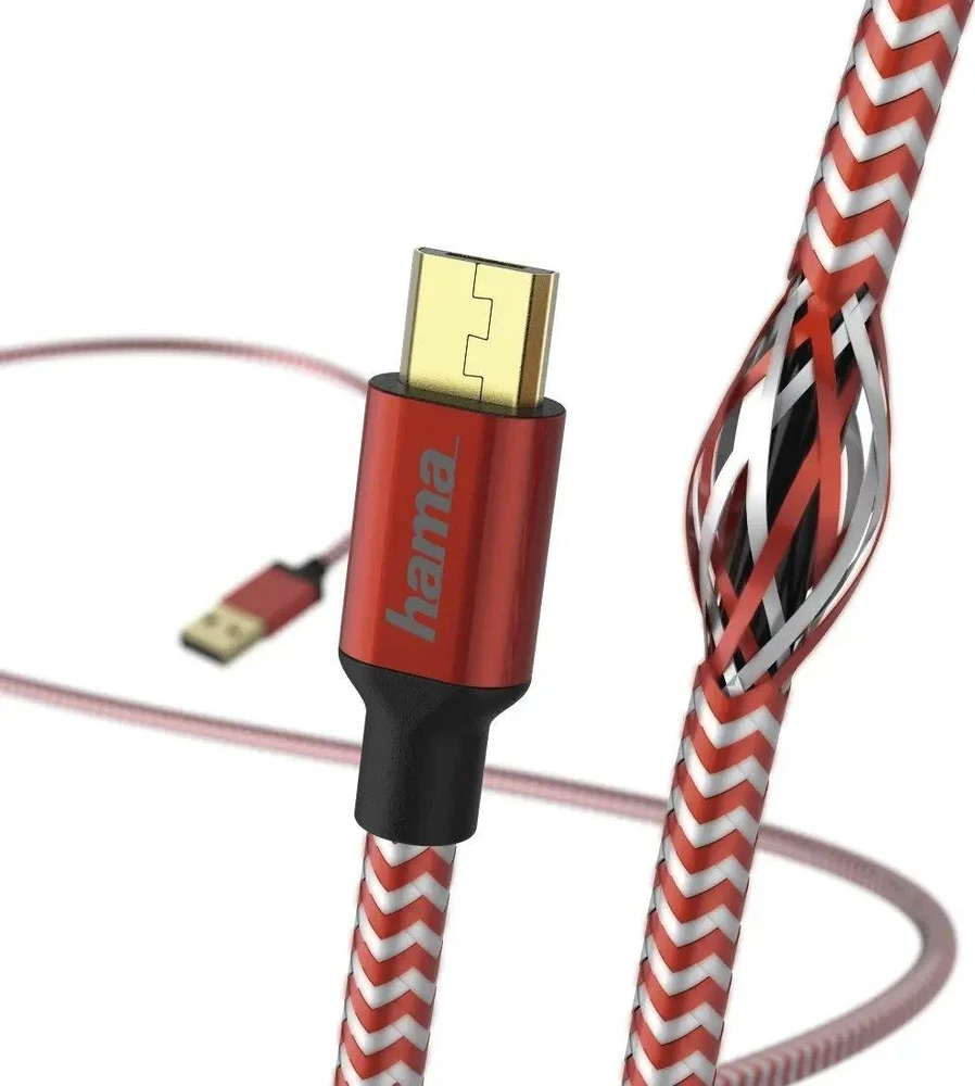 Hama Raudonas atspindintis USB-A–Micro-USB įkrovimo laidas 1,5 m