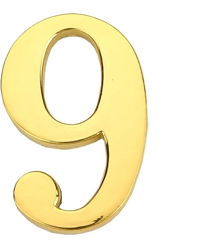 Haushalt Durų numeris "9", aukso spalvos, 45 mm