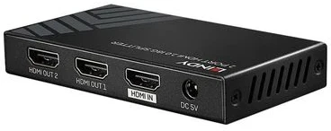 HDMI Skirstytuvas - LINDY 2 Prievadų HDMI Skirstytuvas, 18G, 3840x2160@60Hz, HDMI® 2.0 EDID Emuliacija, Juodas