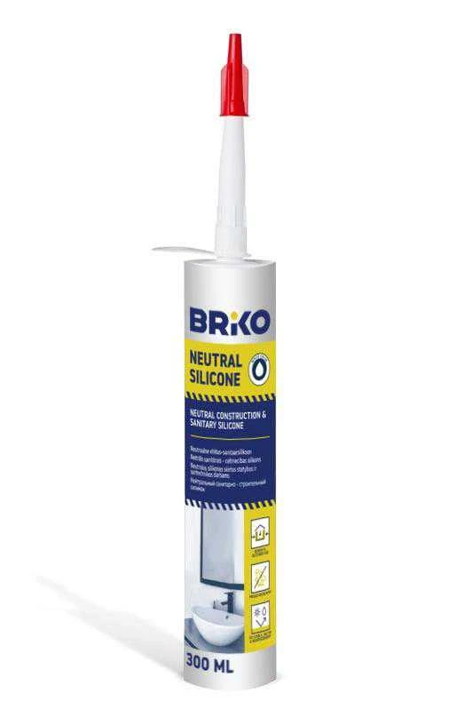 Hermetikas Briko Neutralus silikonas, 300 ml, baltas.