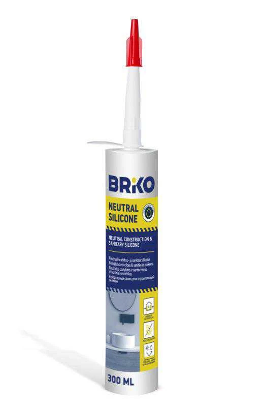 Hermetikas Briko Neutralus silikonas, 300 ml, skaidri spalva.