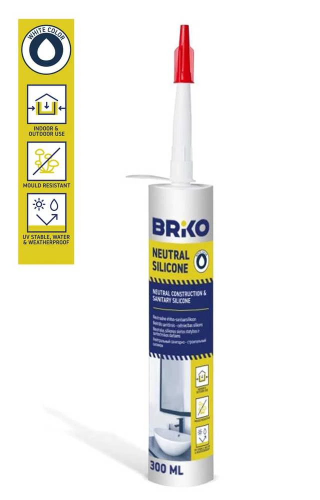 Hermetikas Briko Neutralus silikonas, 300 ml, baltas.