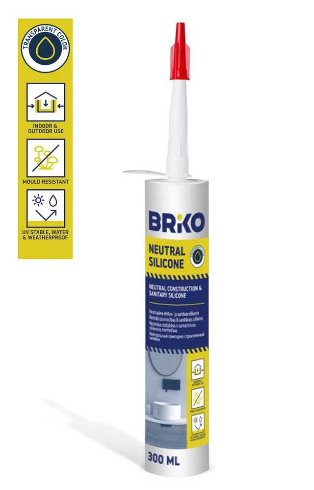 Hermetikas Briko Neutralus silikonas, 300 ml, skaidri spalva.