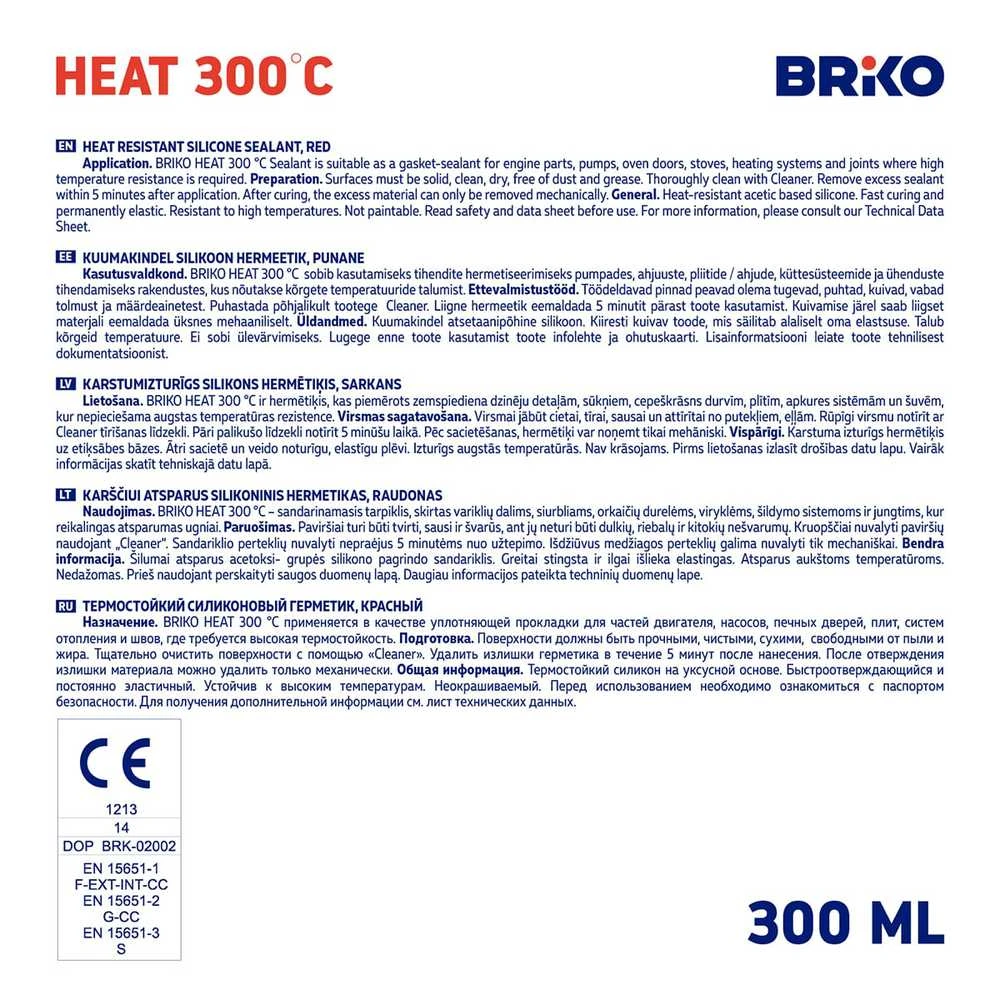 Briko SEALANT BRIKO HEAT 300C 300ML