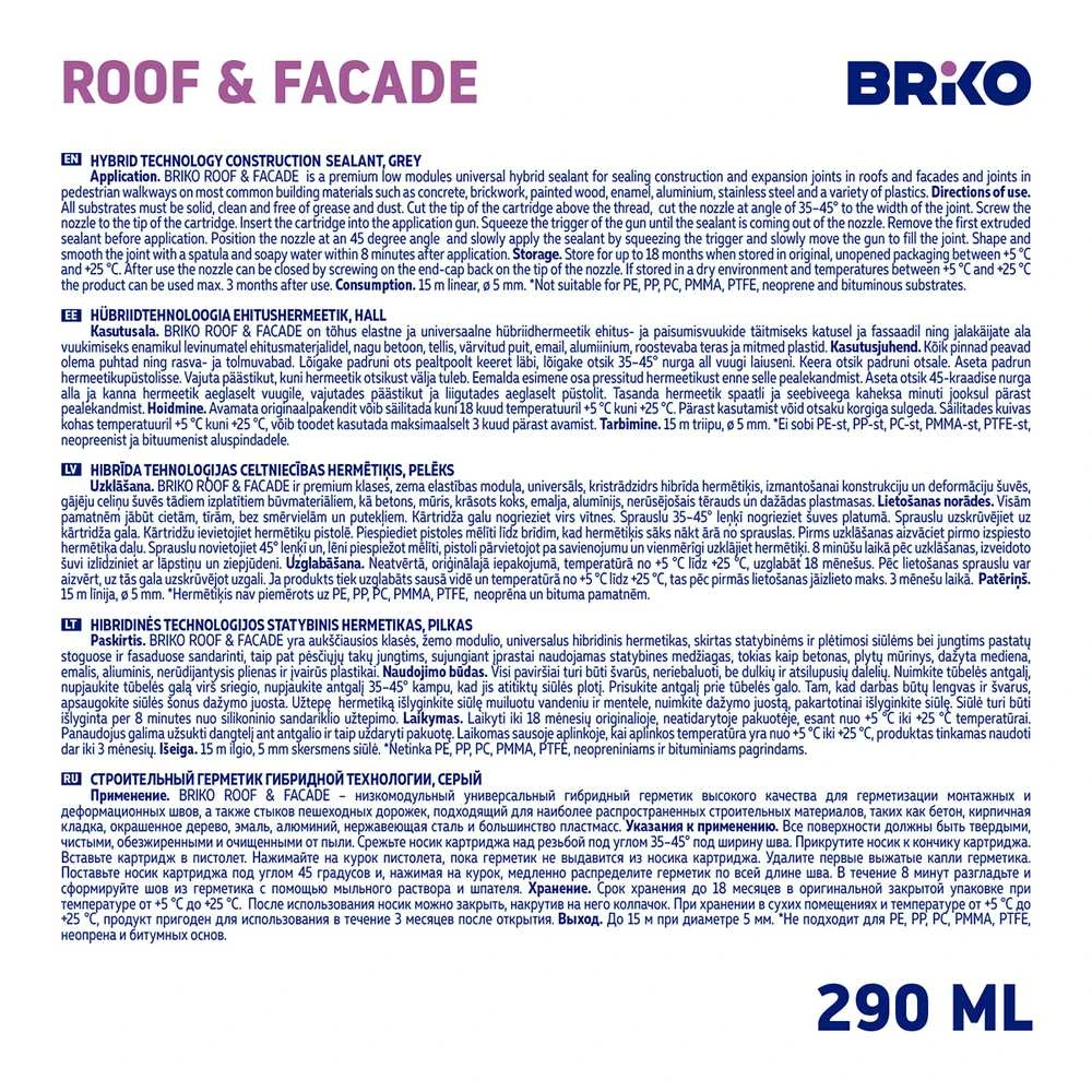 Briko BRIKO ROOF / FACADE Pilkas 290 ML