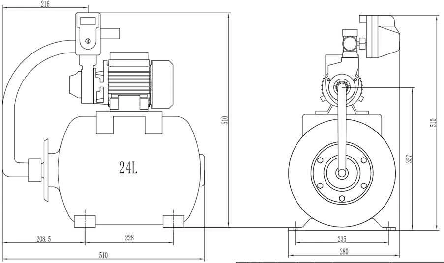 Hidrofors Haushalt HF-370 QB, 370 W, 24 l