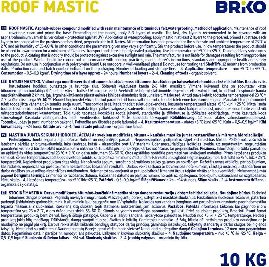 Hidroizoliacinė mastika Briko, 10 kg, juodos spalvos.