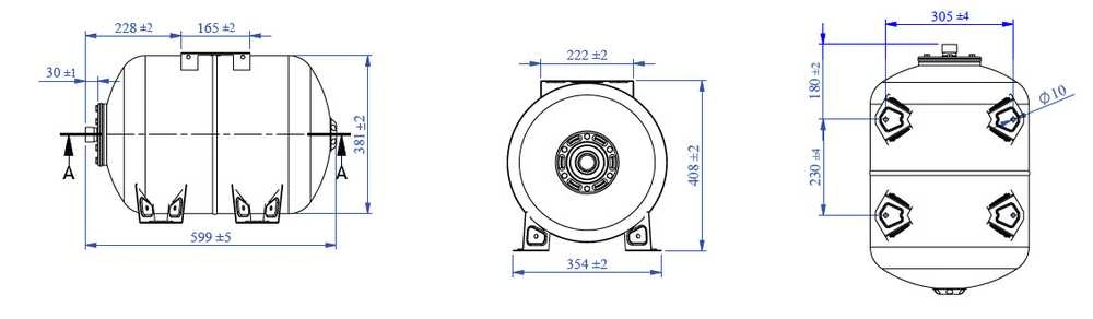 Horizontalus slėgio didinimo bakas Varem US051362CS0A2000, 50 l, 1 colio – išorinis sriegis
