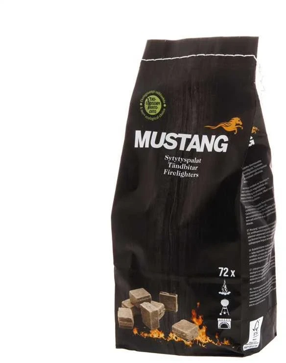 Ugnies įdegtukai, ruda sp. Mustang Lighting Cubes Eco, 72 vnt.
