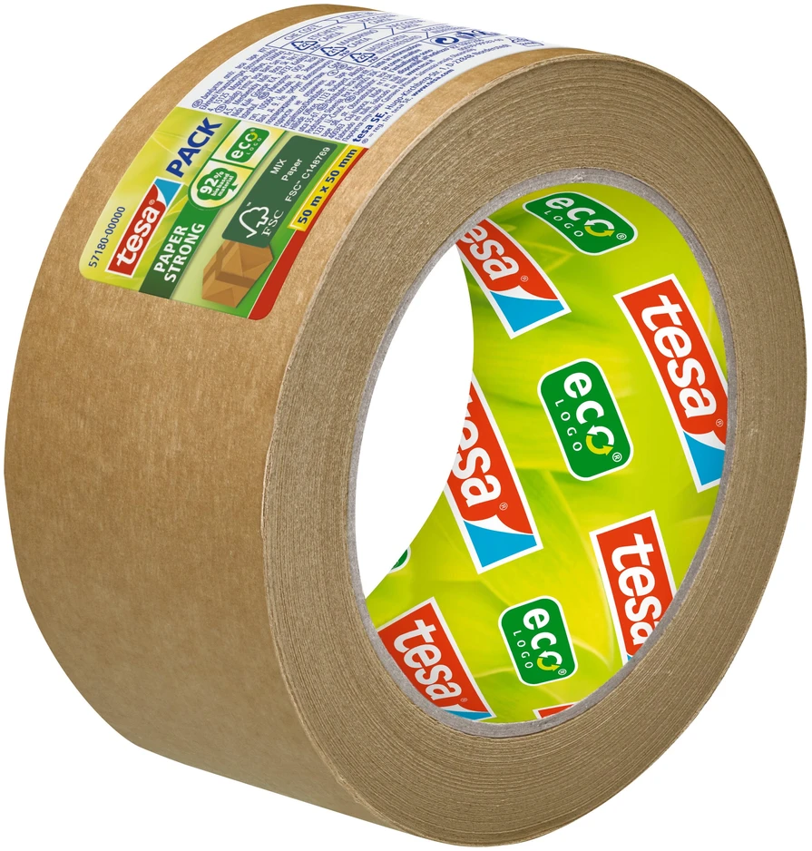Popierinė pakavimo juosta TESA PACK Paper ECO Logo, 50mm x 50m, ruda