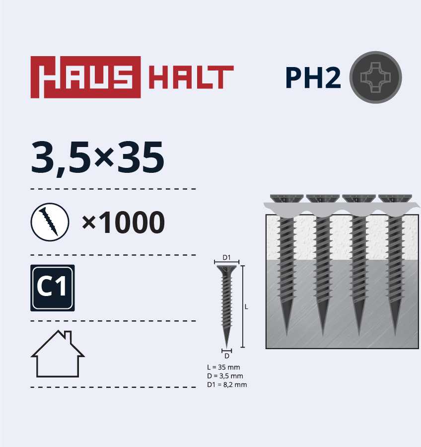 Haushalt Sourcing Varžtai metaliniame dirže 3,5x35 1000 vnt.