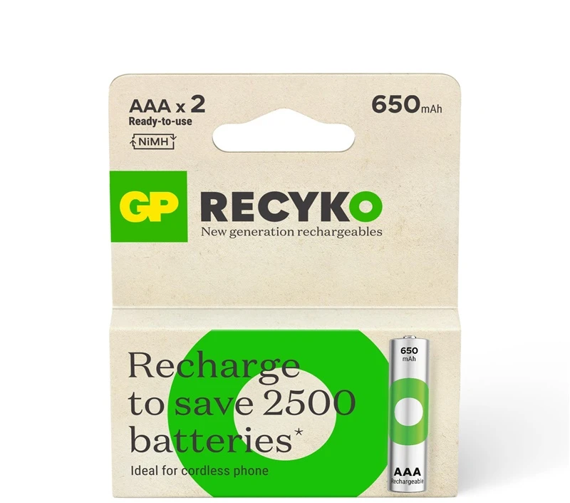 Įkraunamas elementas GP, AAA, 650 mAh, 2 vnt.