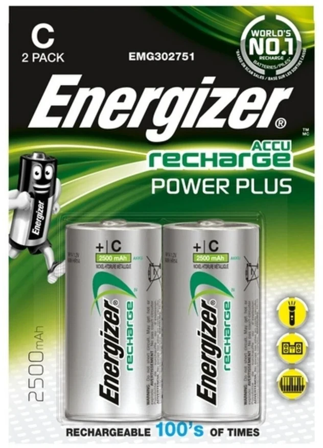 Įkraunami elementai Energizer C 2500 mAh. 2 vnt.